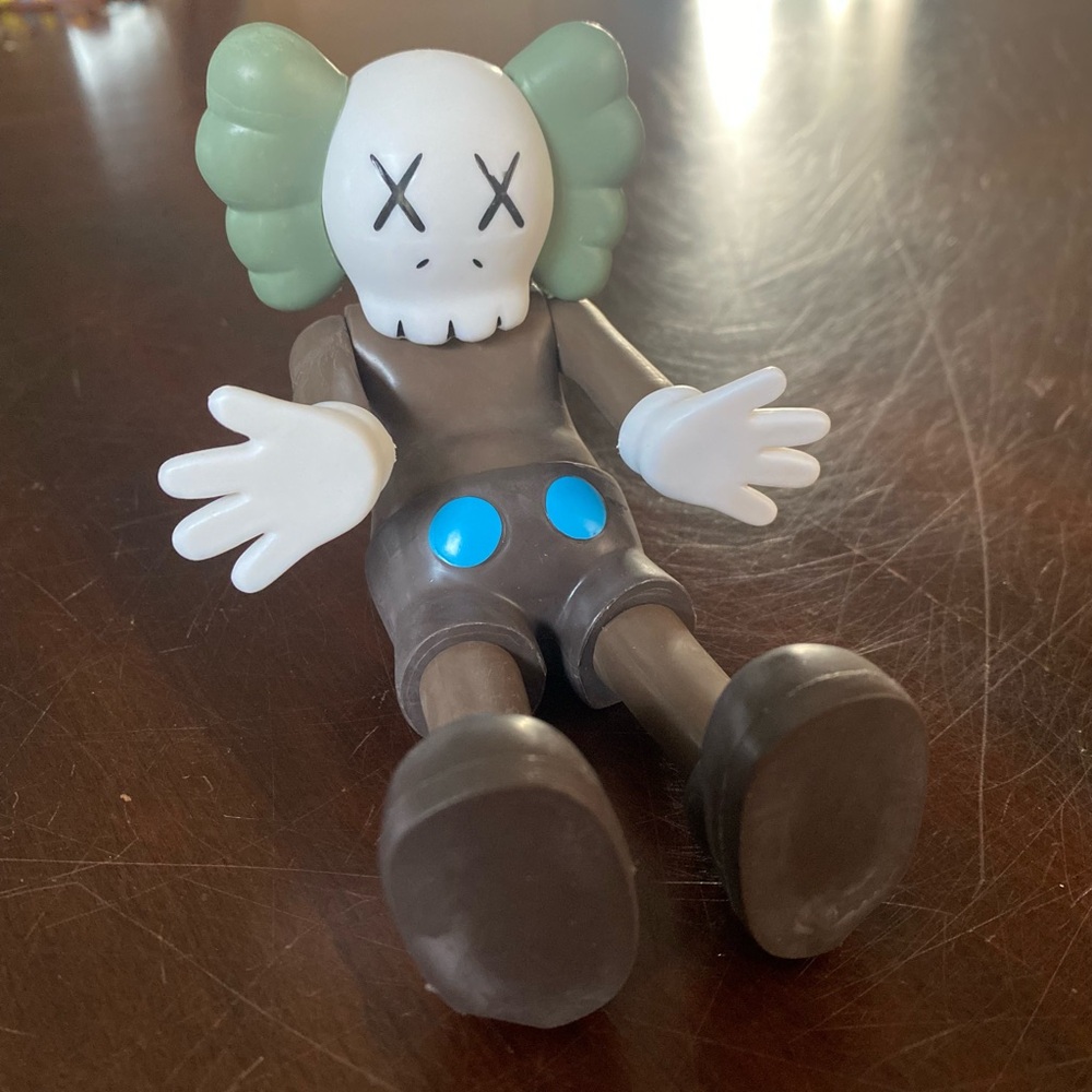 Collectible Kids Action Figure - Gray Body with Mint Ears and Blue Buttons